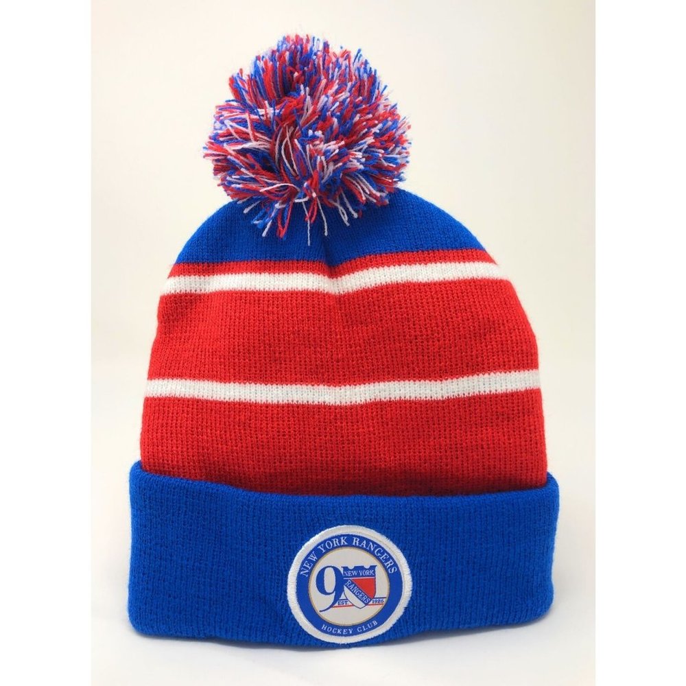 NEW YORK RANGERS 90th Anniversary Beanie Winter Hat NHL Hockey Red White Blue